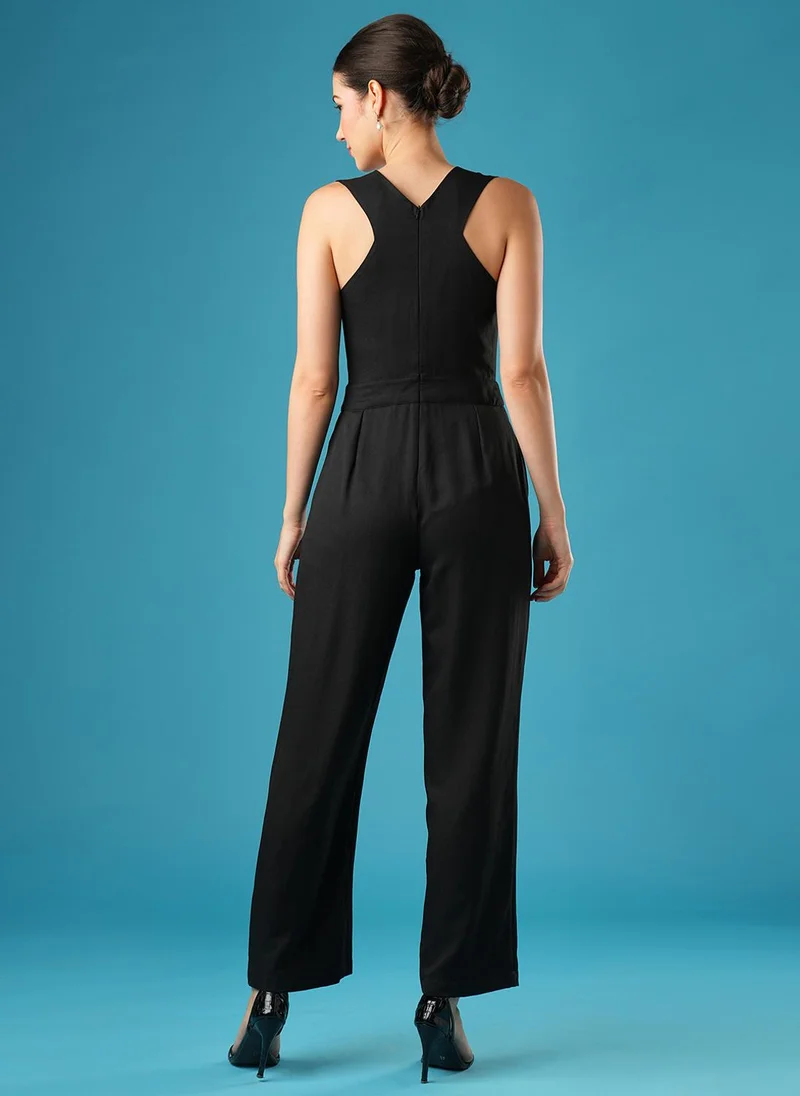 globus Black Globus Women V-Neck Basic Jumpsuit for Women | Best Price UAE